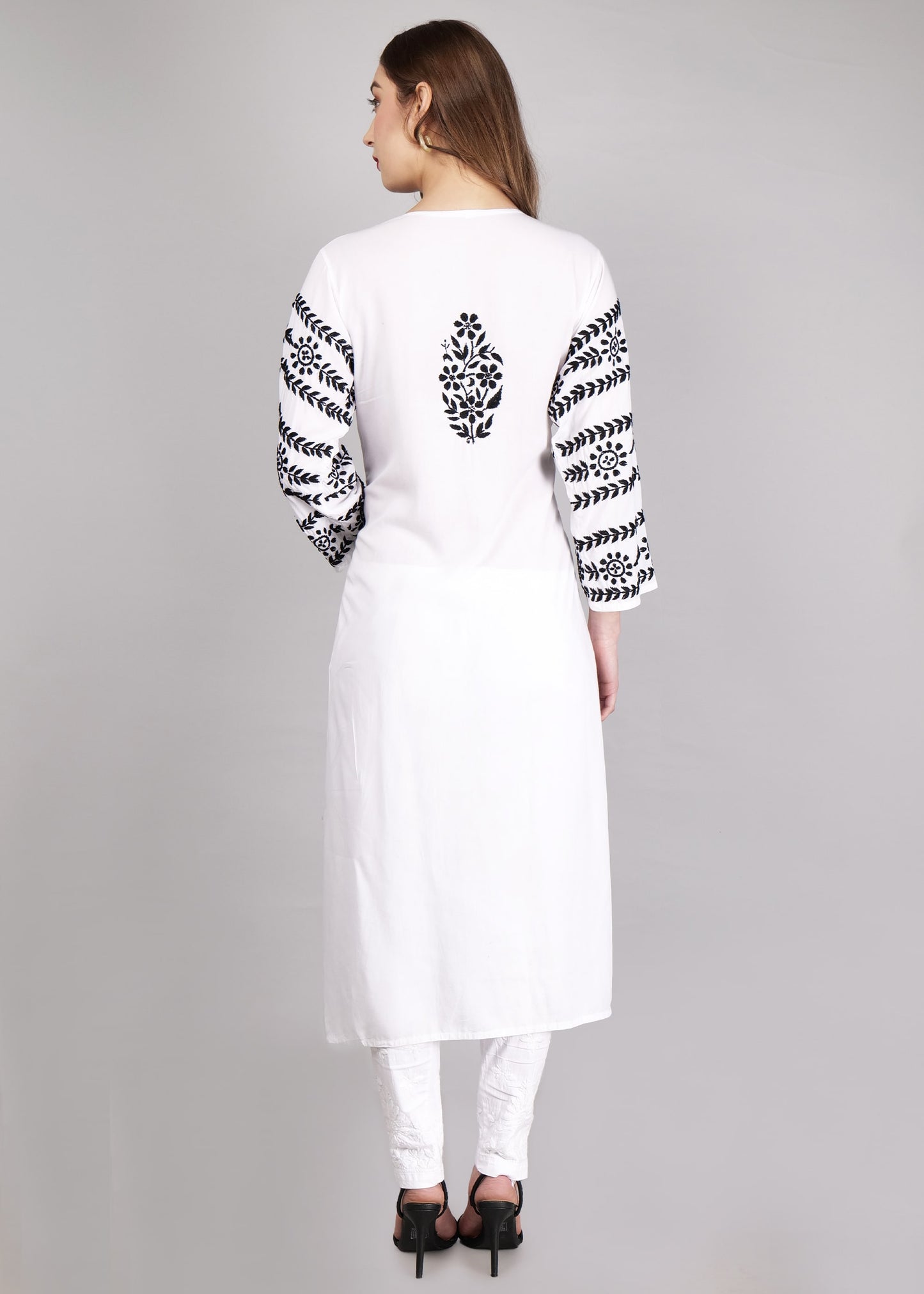 Modal White  Hand Embroidered Chikankari Kurta