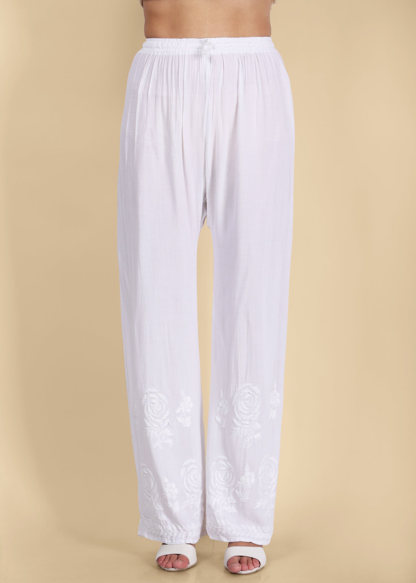 Nazneen Rayon Flared Plazo Gulab Pattern.