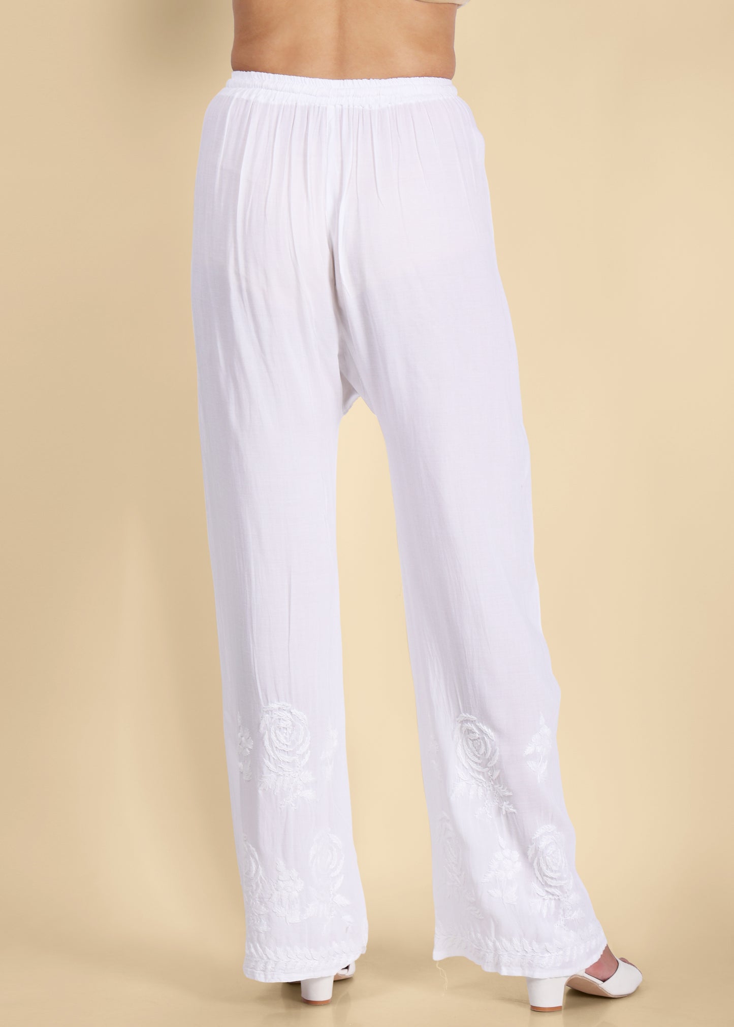 Nazneen Rayon Flared Plazo Gulab Pattern.