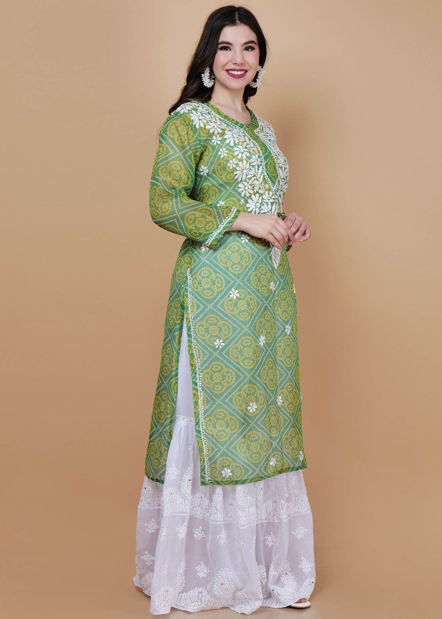 Chikankari Dreams of Kota Straight Kurta - Green
