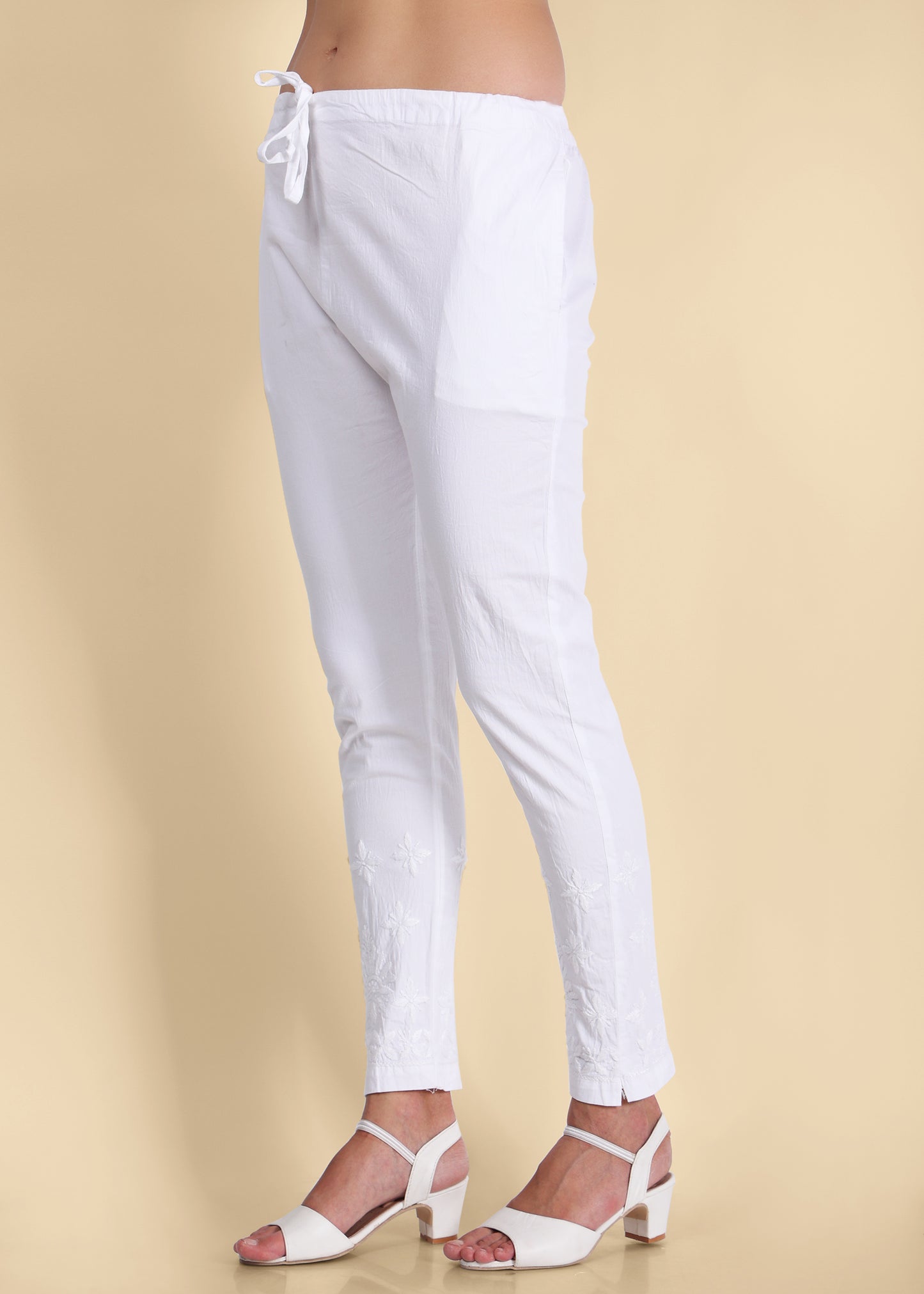 Hand Embroidered Lucknow Chikankari Cotton Straight Pant.