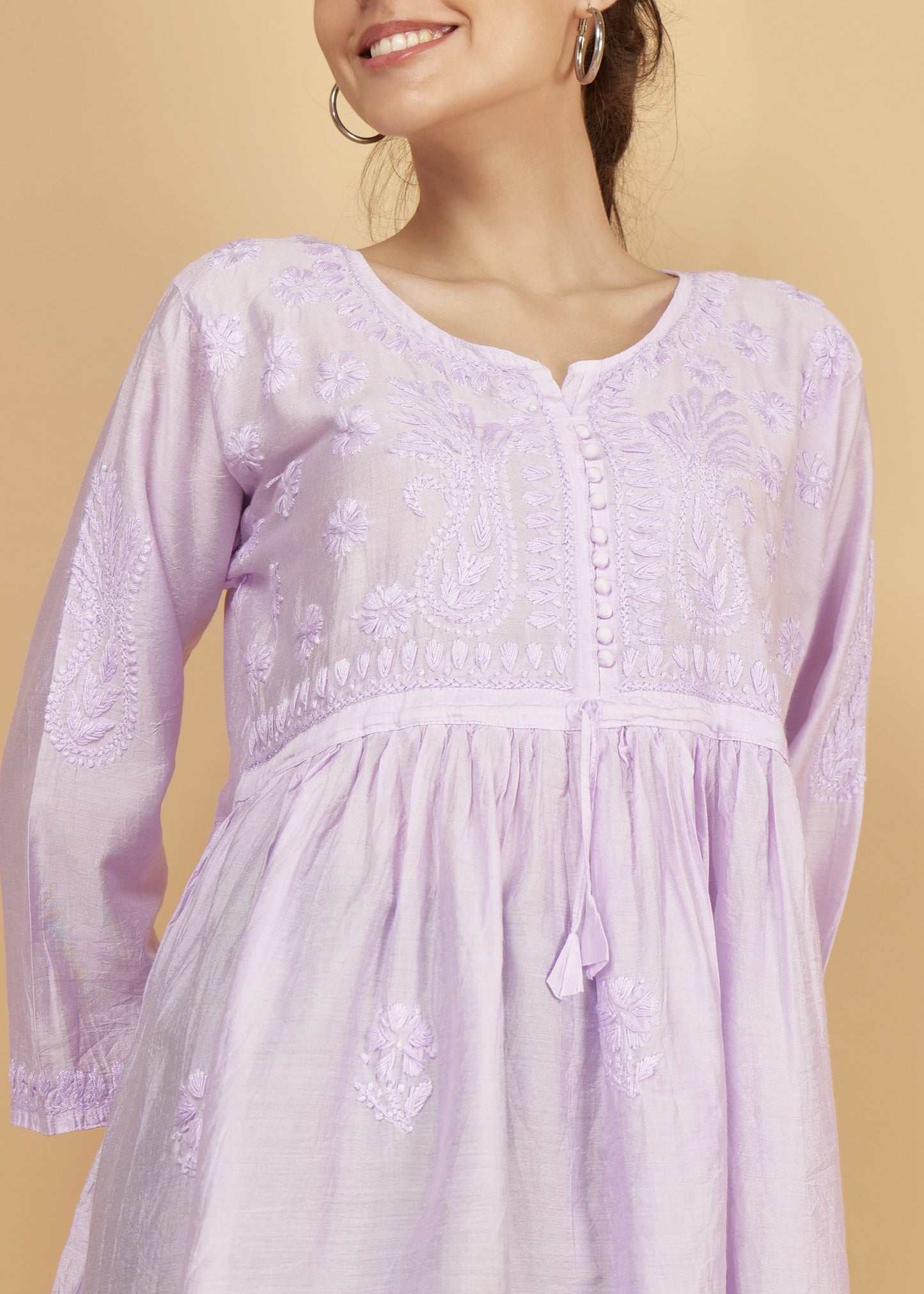 Chanderi Silk Short Purple Festive  Kurta