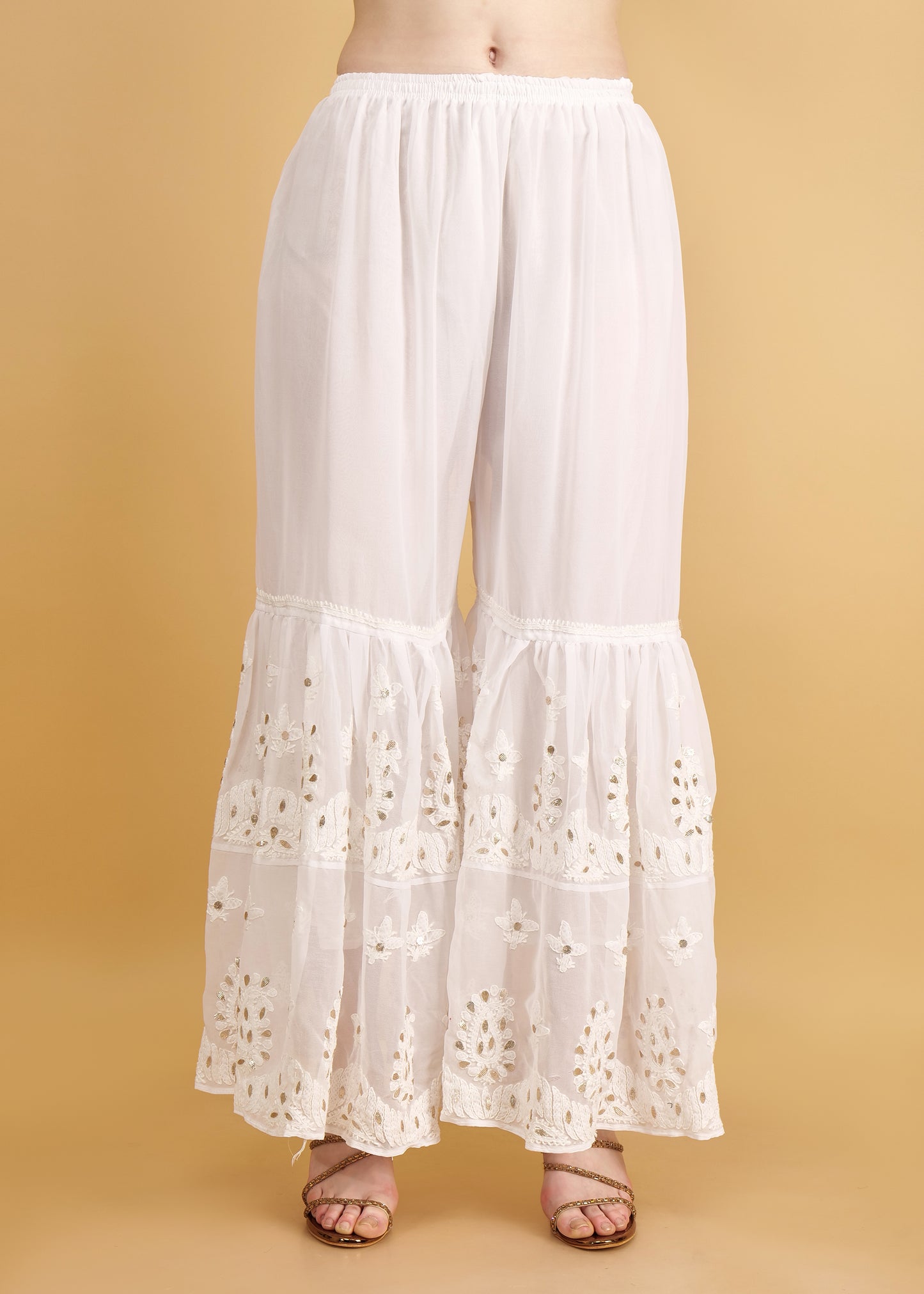Hand Embroidered Chkankari Gota patti work Sharara Palazo