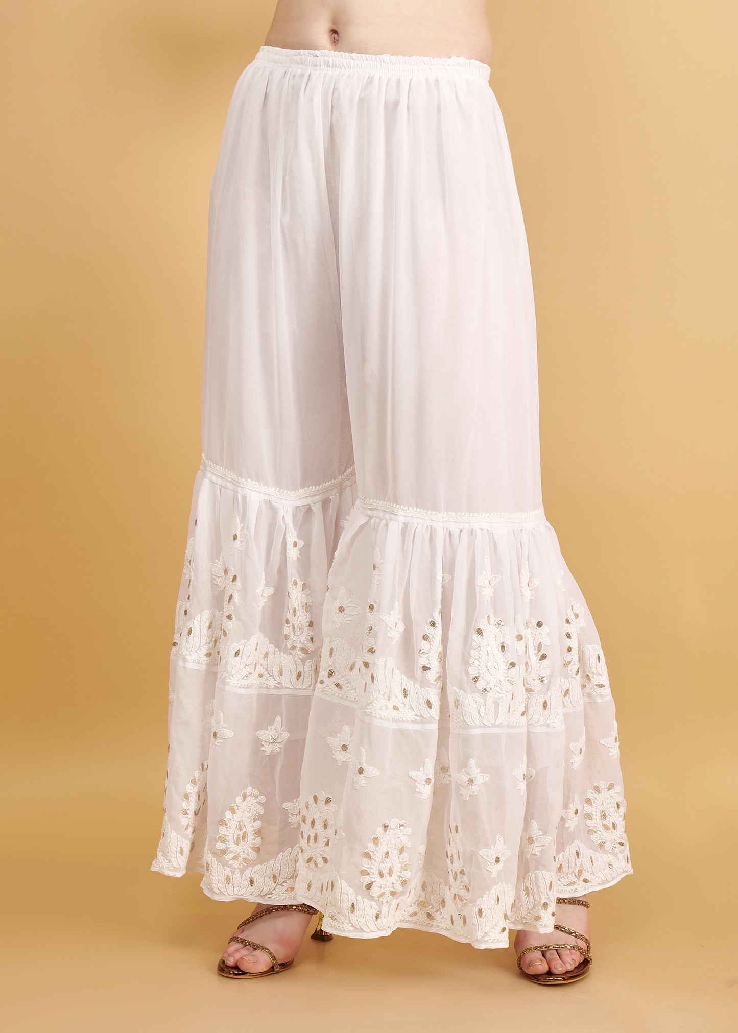 Hand Embroidered Chkankari Gota patti work Sharara Palazo