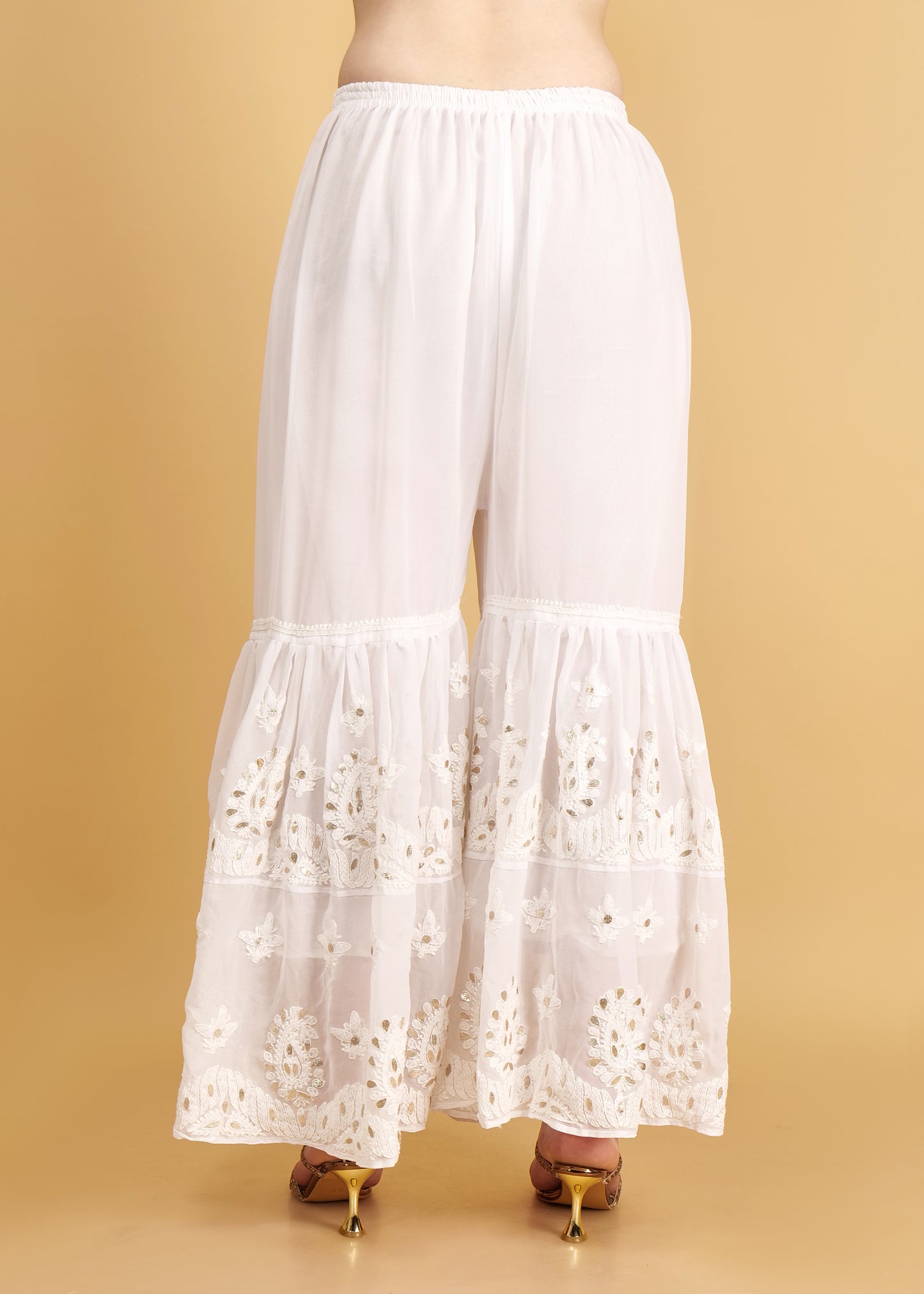 Hand Embroidered Chkankari Gota patti work Sharara Palazo