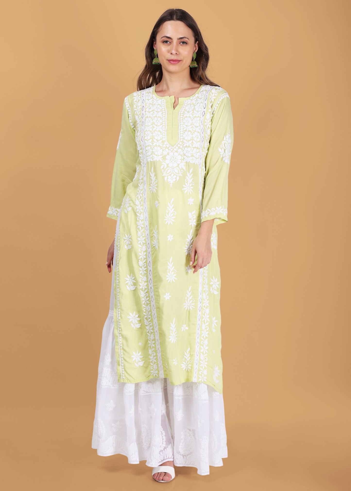 Beautiful Lucknow Chikankari Ethnic Kurta -Modal Fabric.
