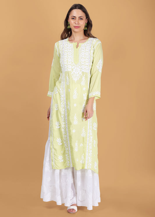 Beautiful Lucknow Chikankari Ethnic Kurta -Modal Fabric.