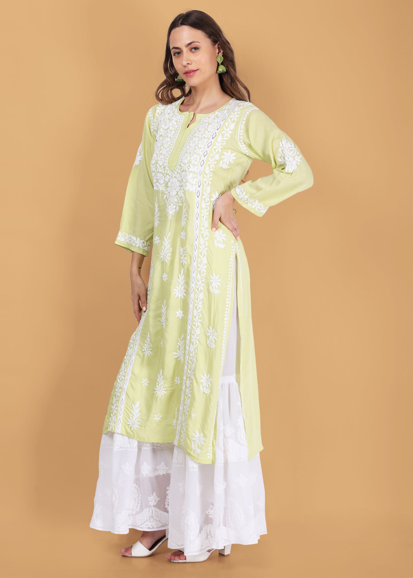 Beautiful Lucknow Chikankari Ethnic Kurta -Modal Fabric.