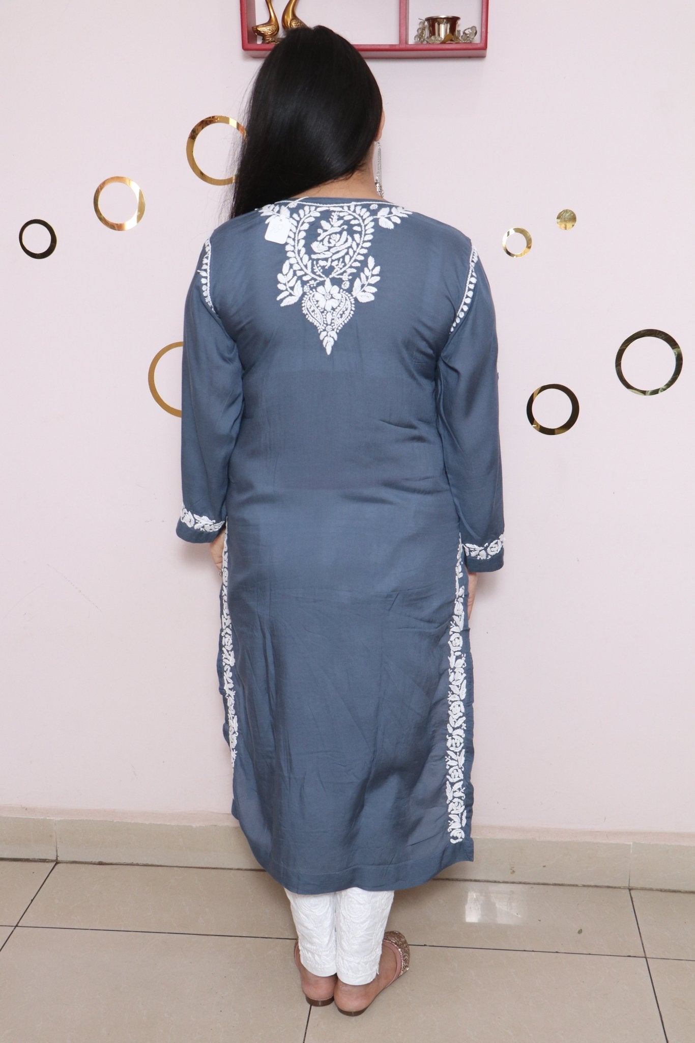 Handmade Lucknow Green Chikankari Straight Modal Kurta - Syrish