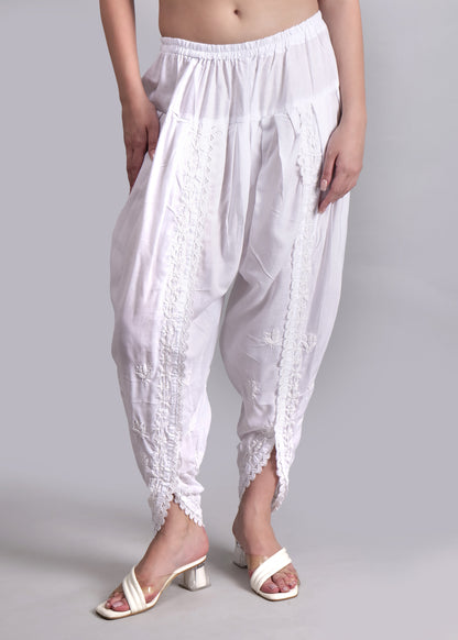 Hand Embroidered Chkankari Cotton Dhoti