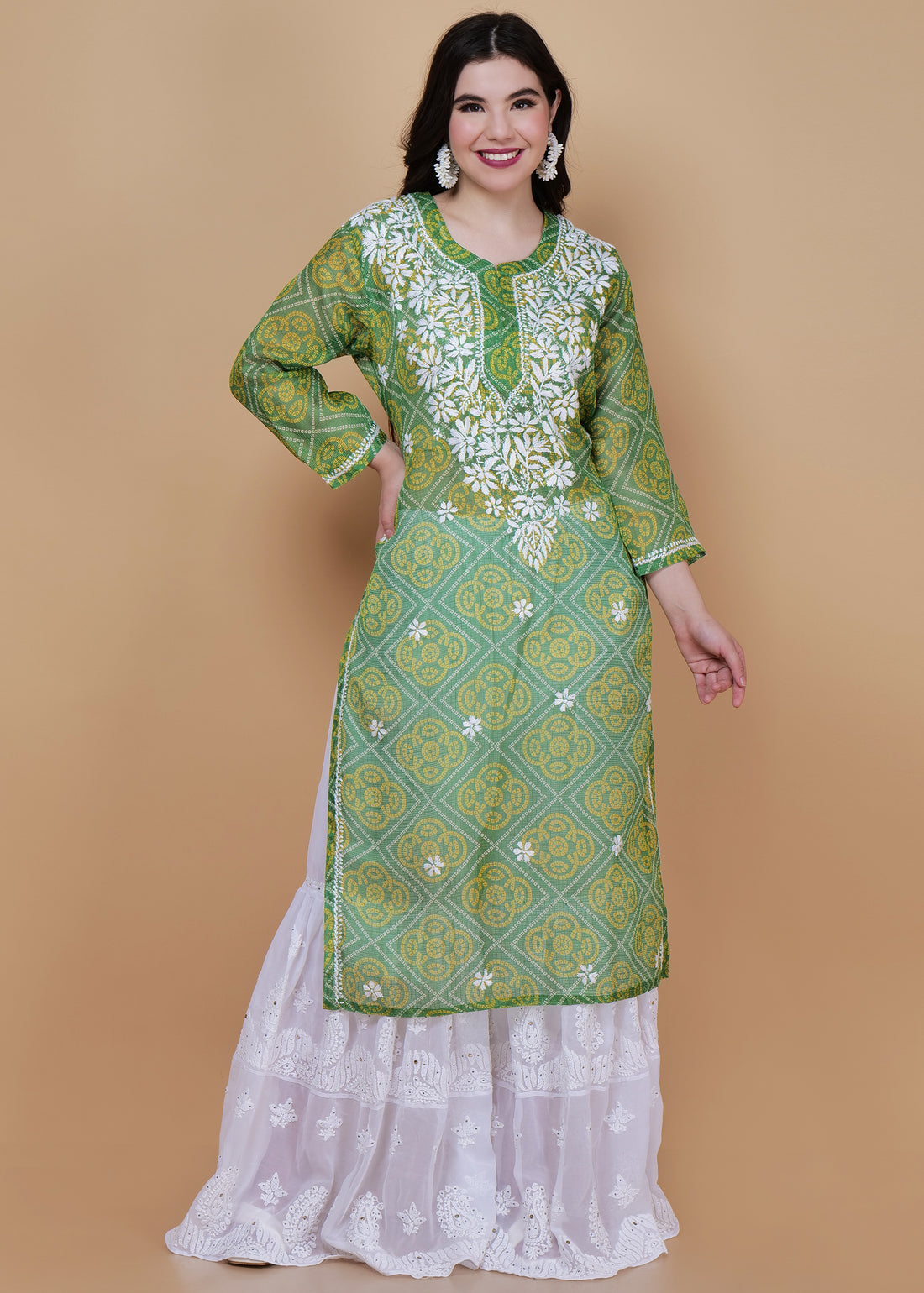 Chikankari Dreams of Kota Straight Kurta - Green