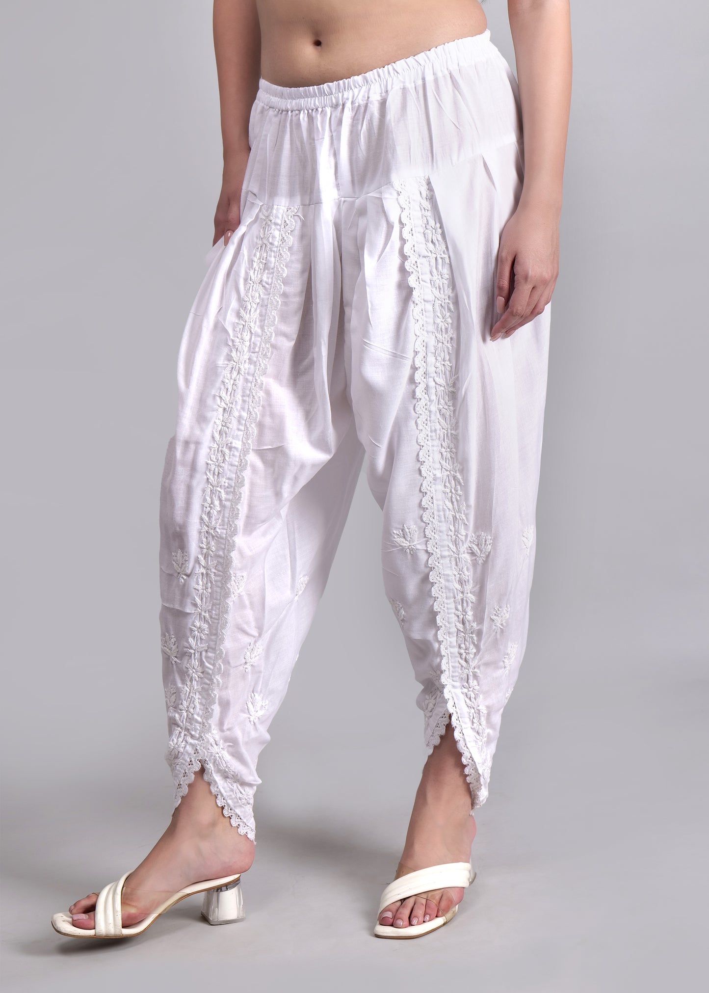 Hand Embroidered Chkankari Cotton Dhoti