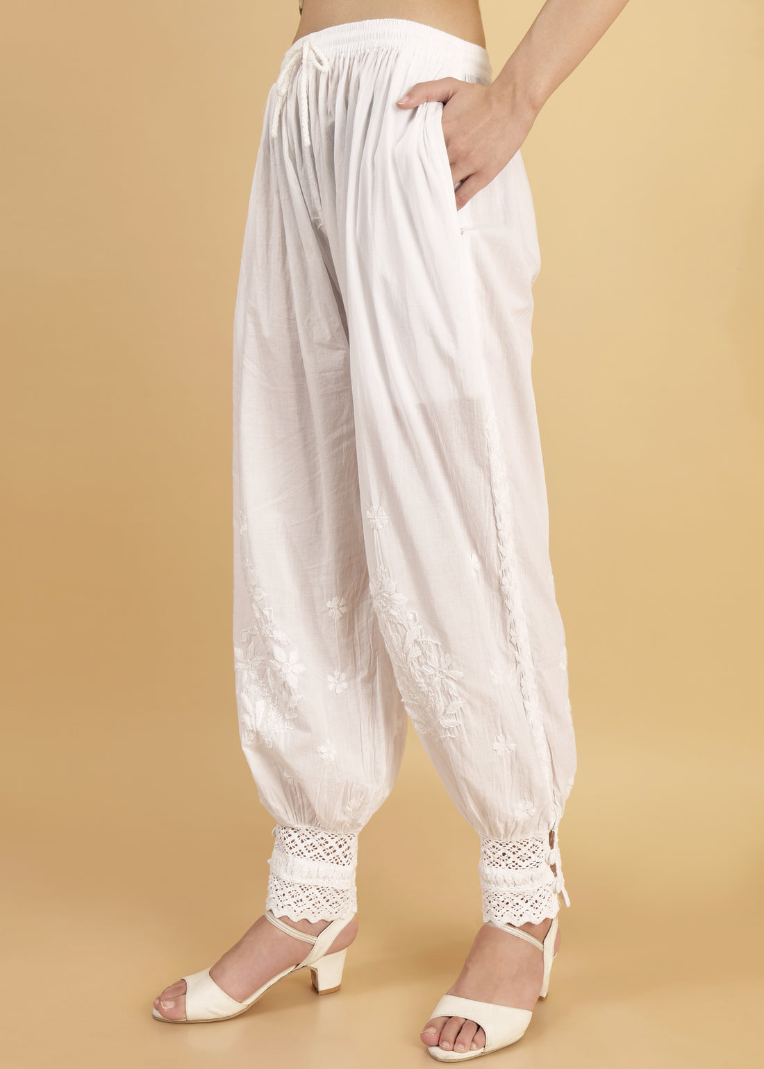 Hand Embroidered Lucknow Chikankari Cotton Afgani Salwar