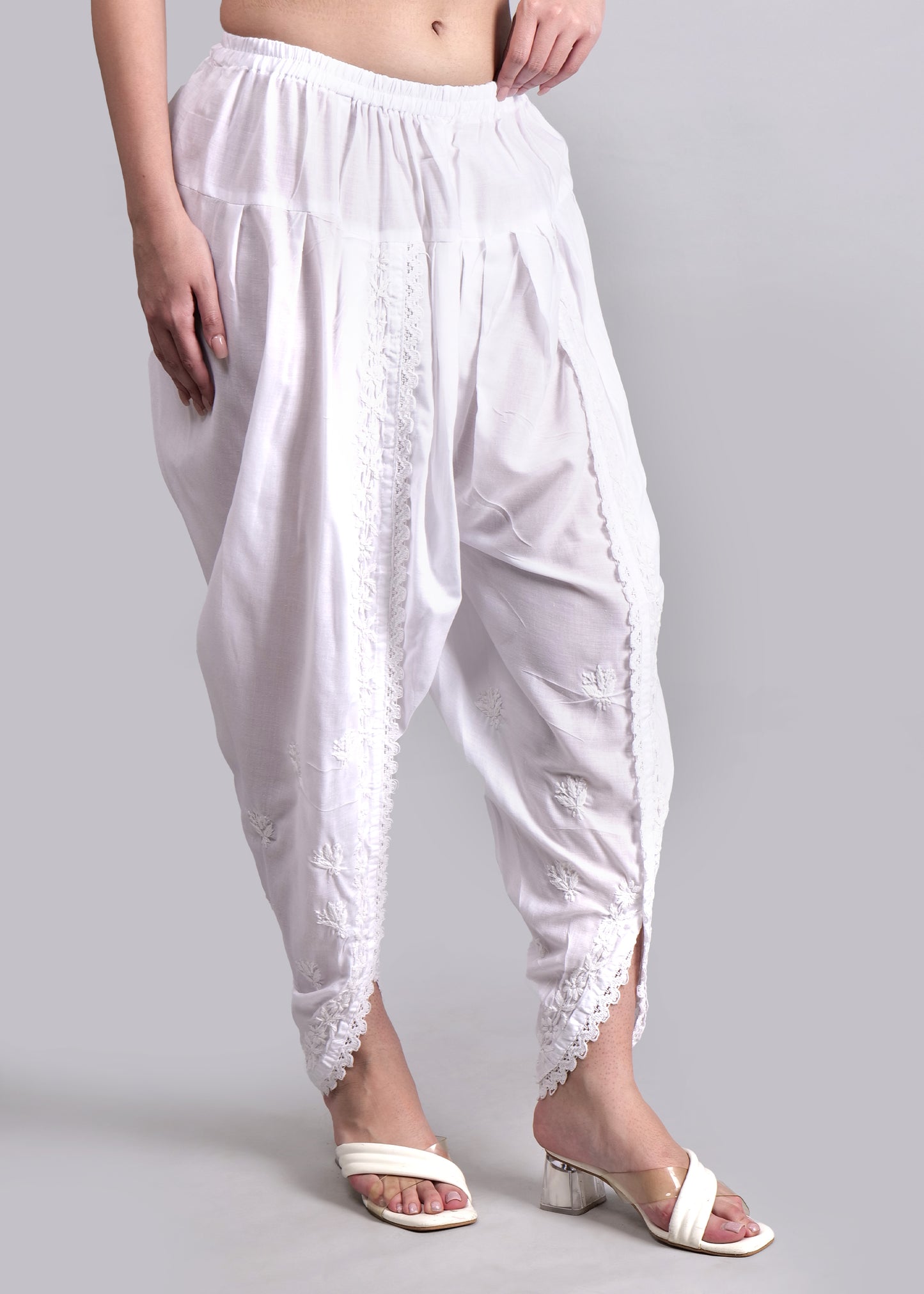 Hand Embroidered Chkankari Cotton Dhoti