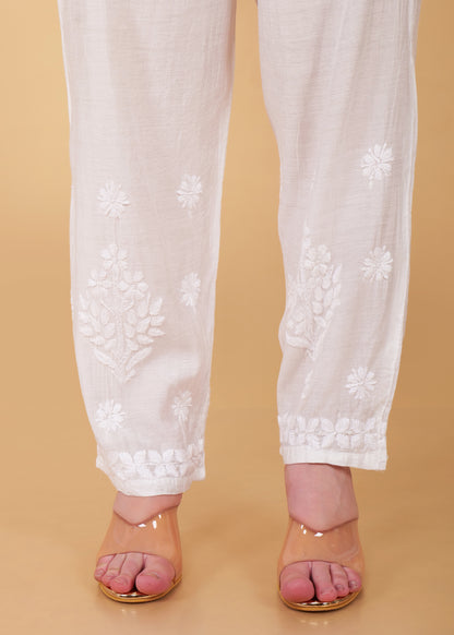 Hand Embroidered Chkankari Silk Pant