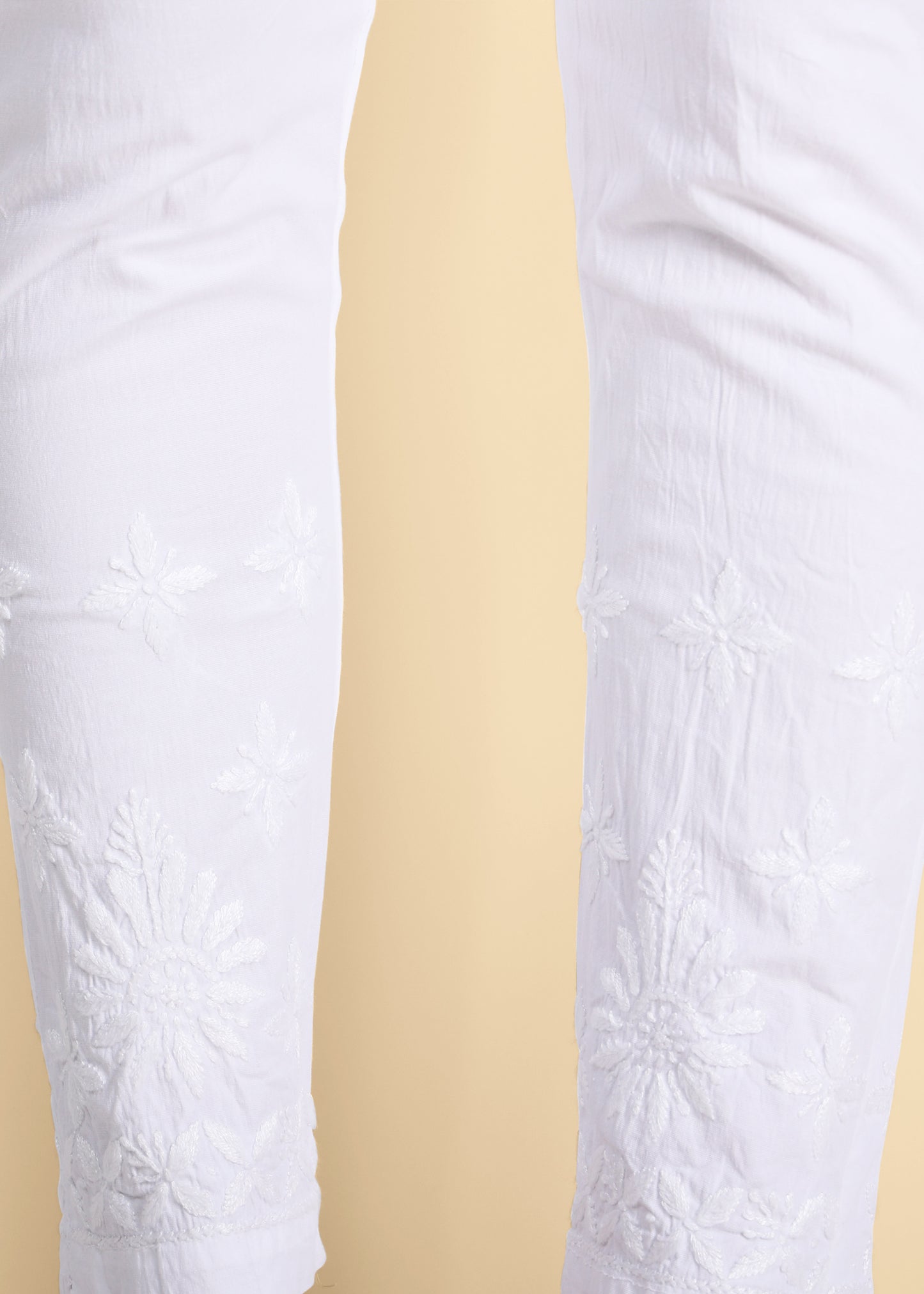 Hand Embroidered Lucknow Chikankari Cotton Straight Pant.