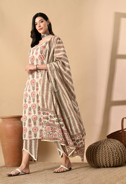 Noodle Strap 3PC Cotton Set with Fish Cut Palazzo and Sitara Work