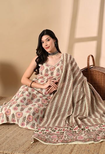 Noodle Strap 3PC Cotton Set with Fish Cut Palazzo and Sitara Work