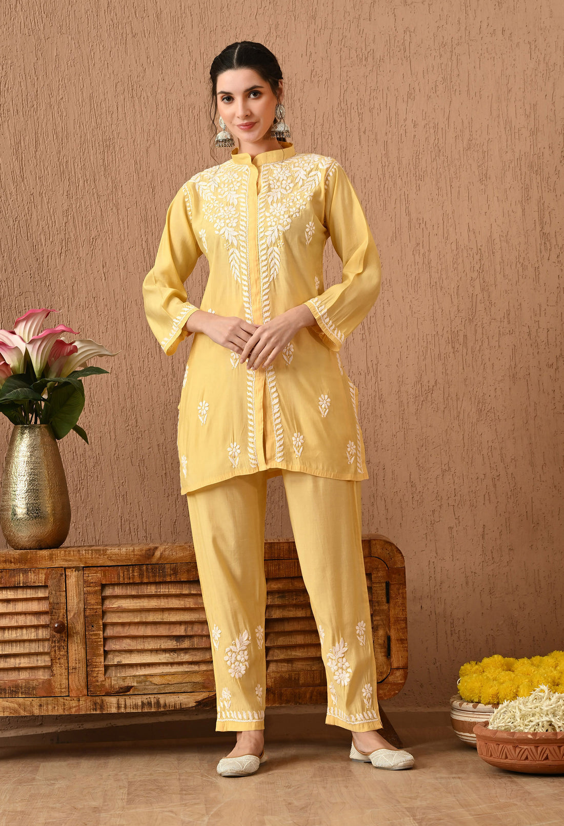 Roman Silk Chikankari Cord Set