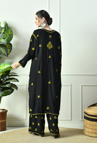 Black Beauty Vibrant Chikankari Set- Green