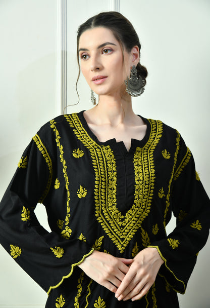 Black Beauty Vibrant Chikankari Set- Green