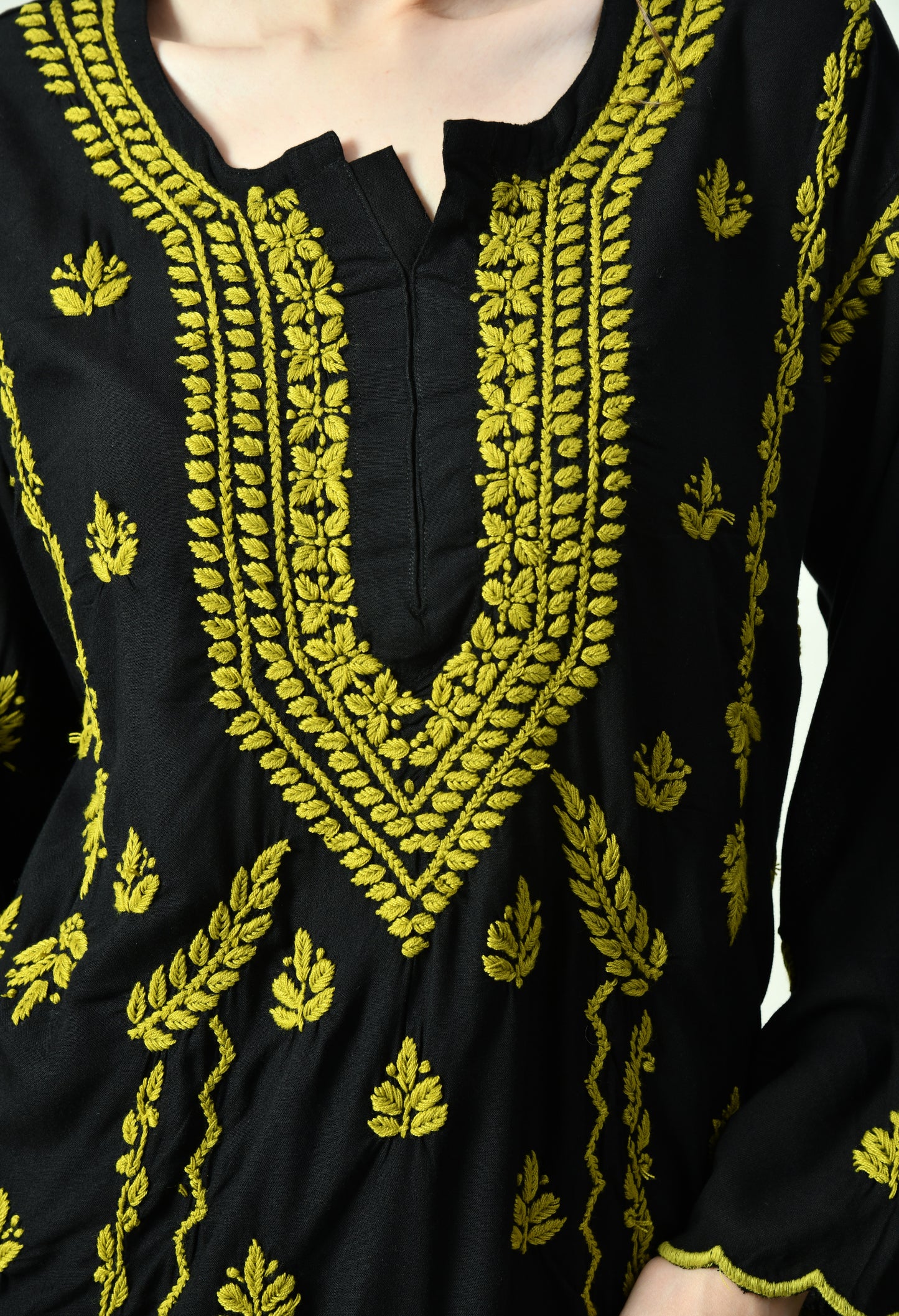 Black Beauty Vibrant Chikankari Set- Green