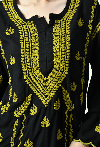 Black Beauty Vibrant Chikankari Set- Green