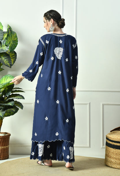 Royal Bloom Hand Embroidered Chikankari Cutwork Set