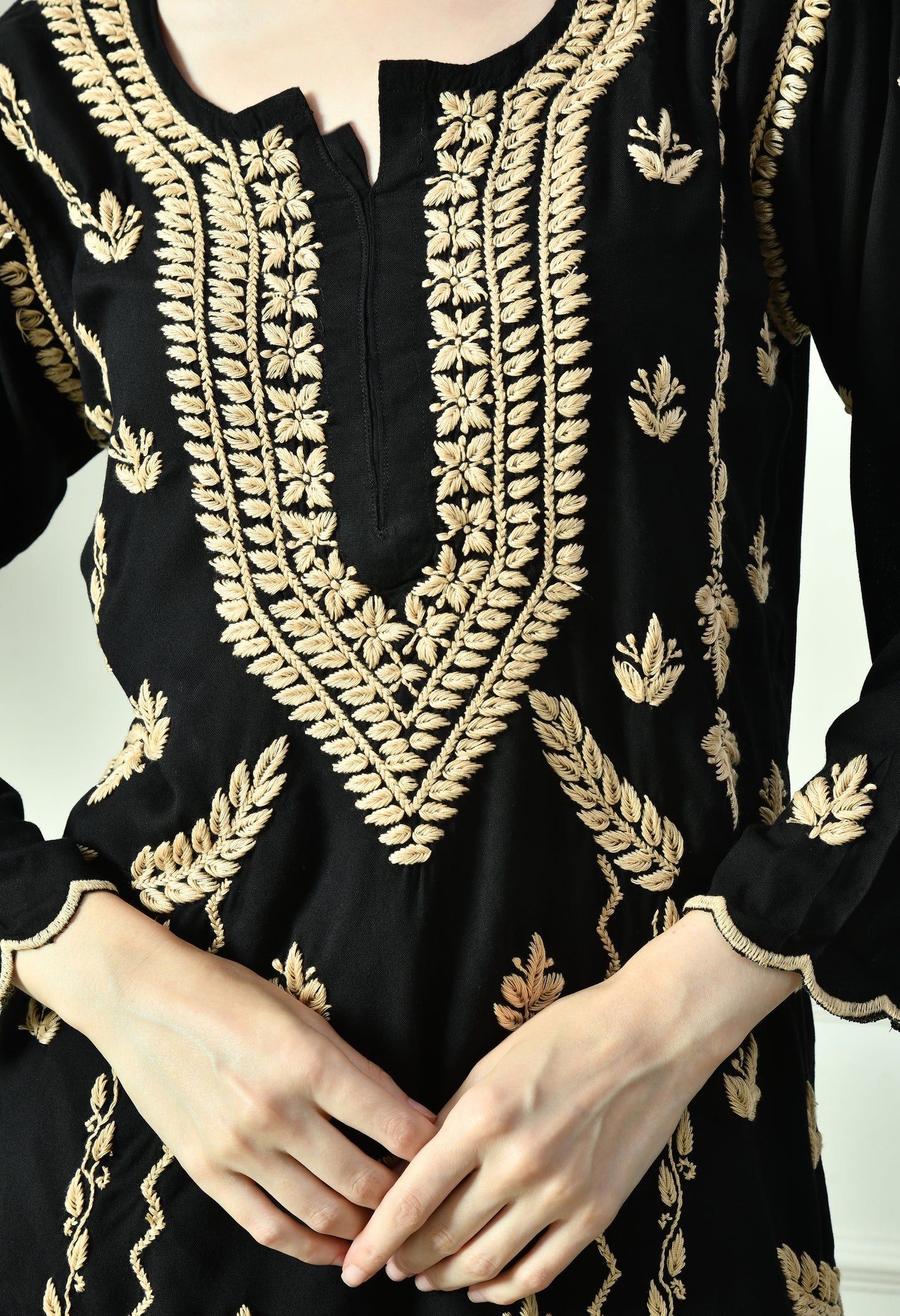 Black Beauty Vibrant Chikankari Set- Brown