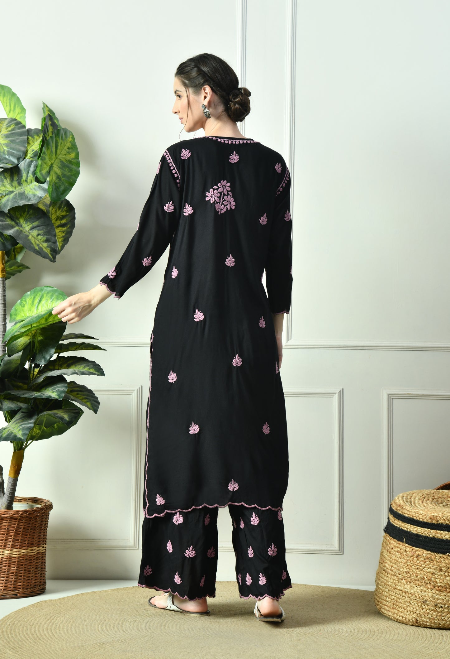 Black Beauty Vibrant Chikankari Set- Purple