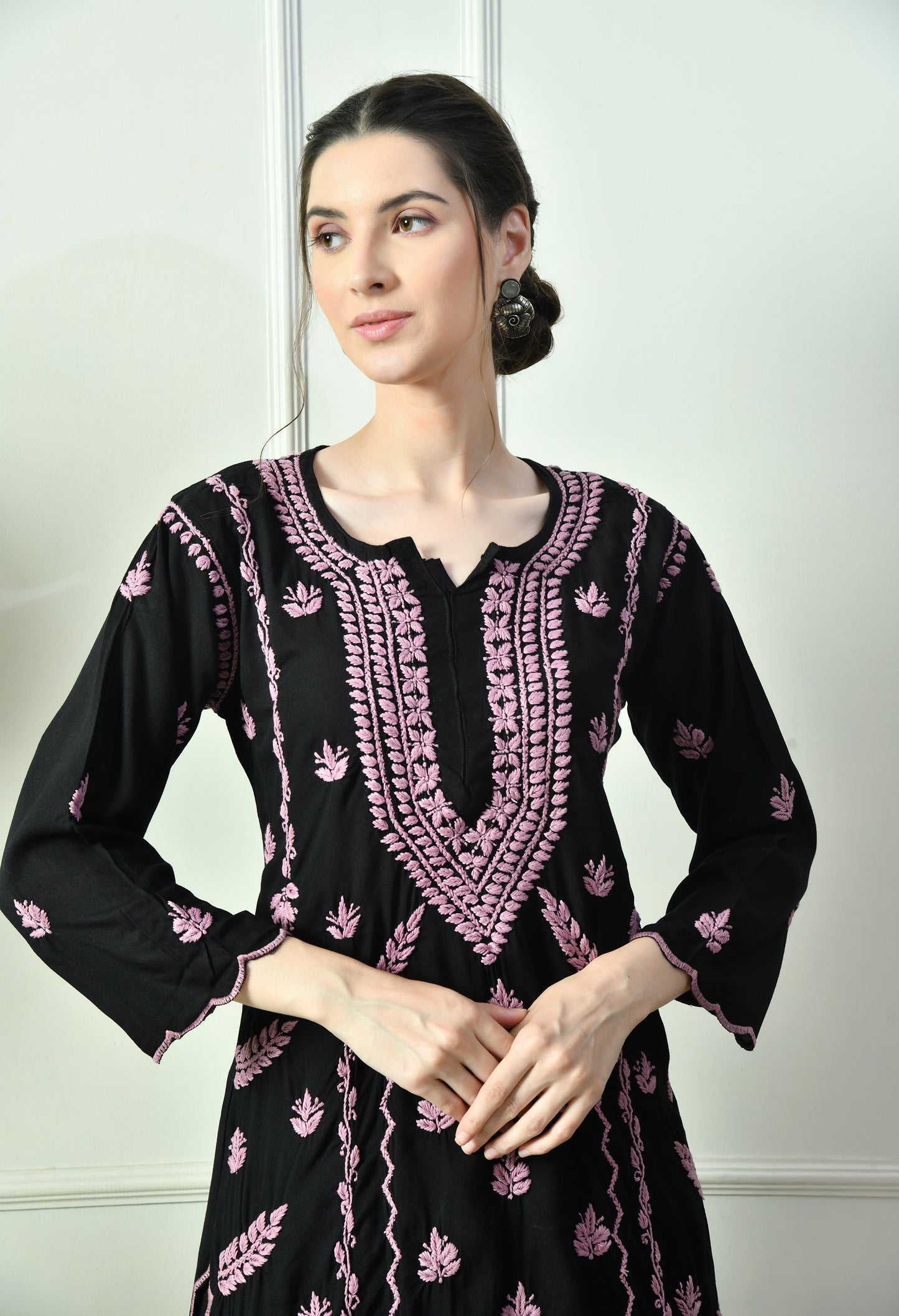 Black Beauty Vibrant Chikankari Set- Purple