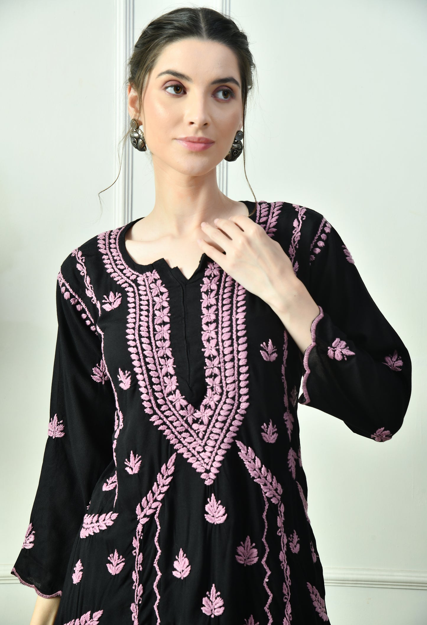 Black Beauty Vibrant Chikankari Set- Purple