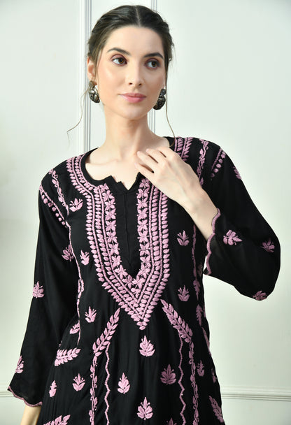 Black Beauty Vibrant Chikankari Set- Purple
