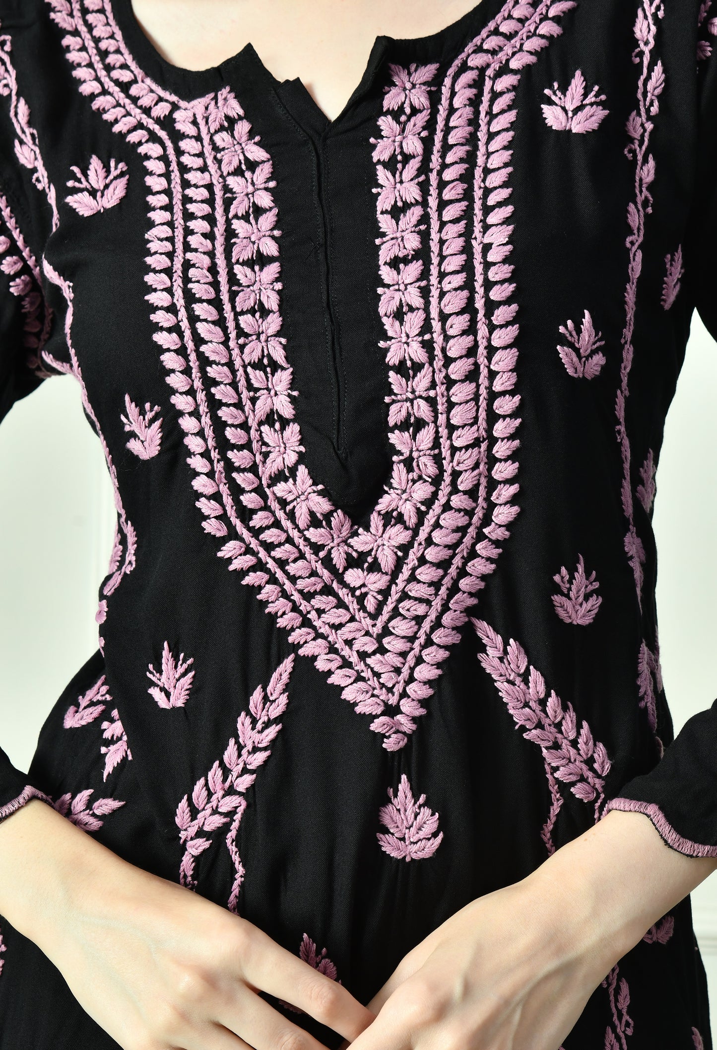 Black Beauty Vibrant Chikankari Set- Purple