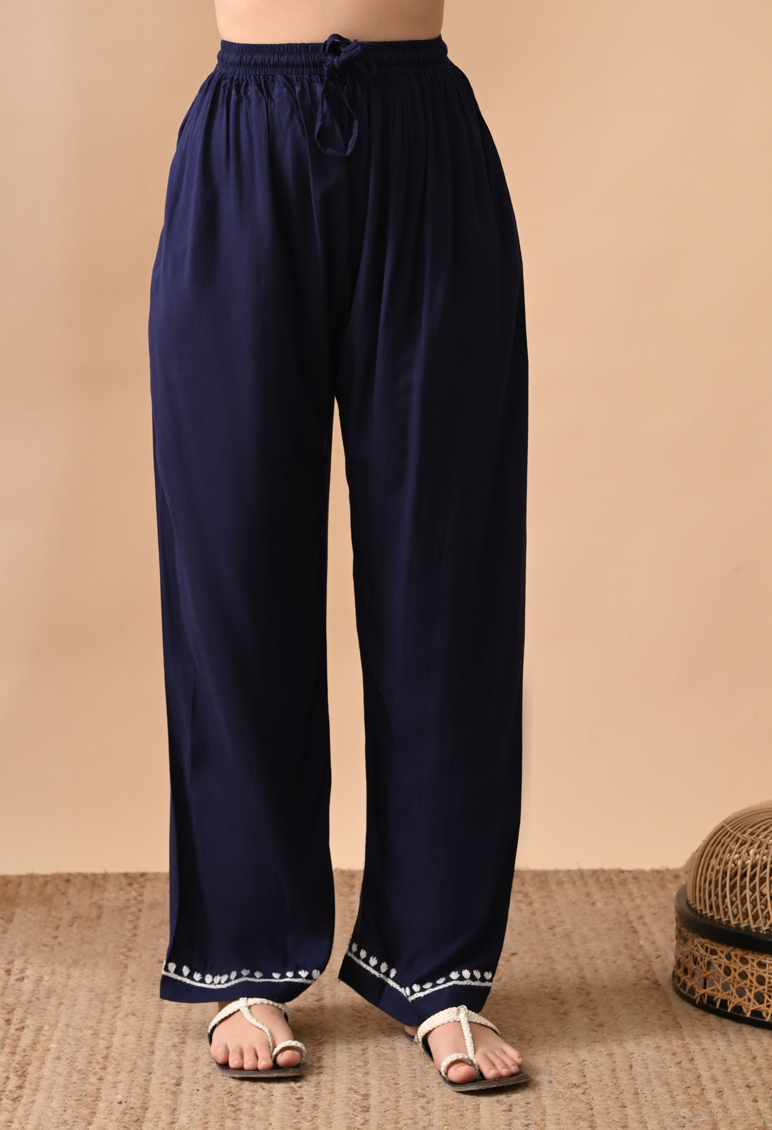 Hand-embroidered Lucknowi Chikankari Kurta Plazo Set –Black