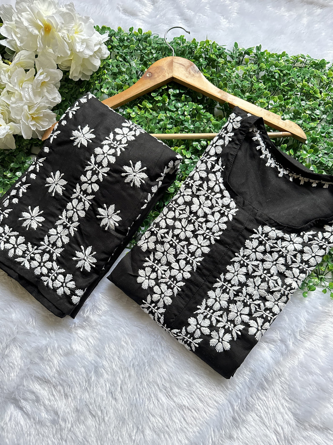 Pure Cotton Hand Embroidered Chikankari Plazo Set