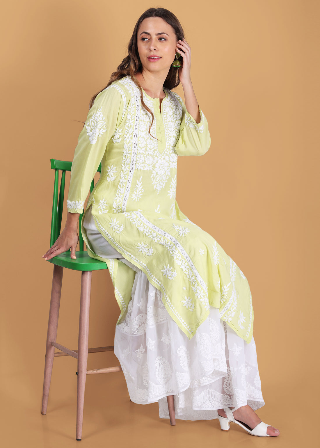 Beautiful Lucknow Chikankari Ethnic Kurta -Modal Fabric.
