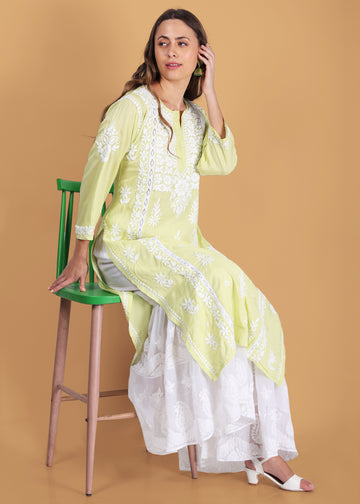 Beautiful Lucknow Chikankari Ethnic Kurta -Modal Fabric.
