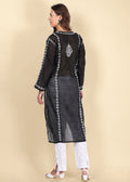 Women Handmade Lucknow Chikankari Chanderi Kurta.