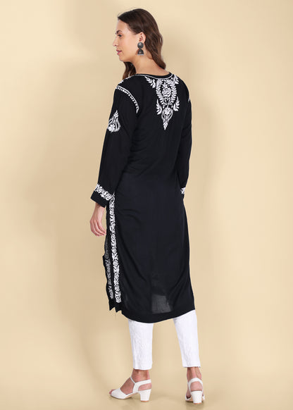 Handmade Lucknow Chikankari Straight Modal Kurta.