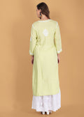 Yellow Beautiful Lucknow Chikankari Ethnic Kurta -Modal Fabric.