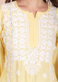 Yellow Beautiful Lucknow Chikankari Ethnic Kurta -Modal Fabric.