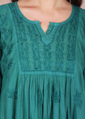 Hand Embroided Lucknow Chikankari A-line Mulmul Kurta.