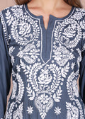 Handmade Lucknow Chikankari Straight Modal Kurta.