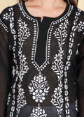 Women Handmade Lucknow Chikankari Chanderi Kurta.