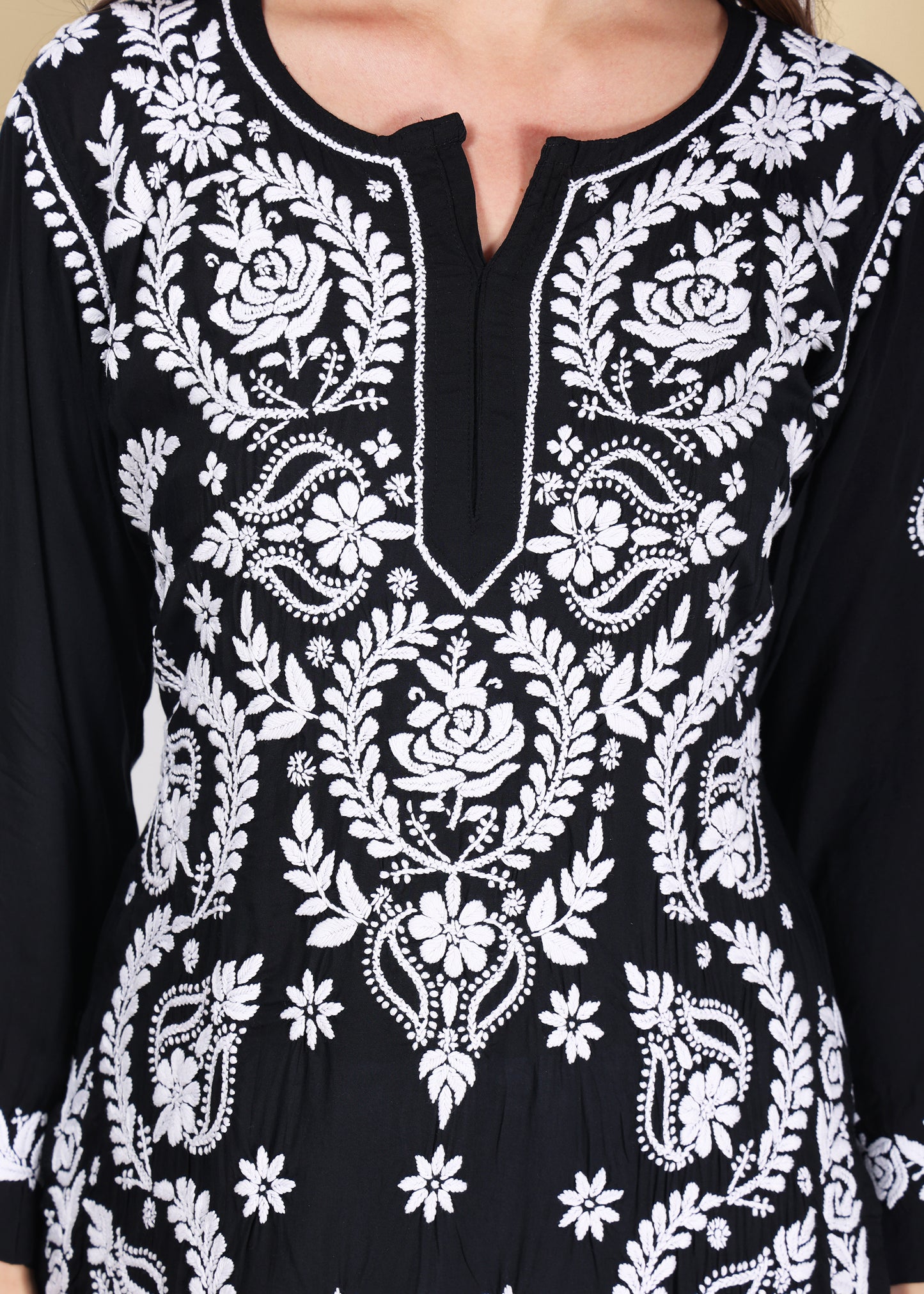 Handmade Lucknow Chikankari Straight Modal Kurta.