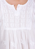 Hand Embroided Lucknow Chikankari A-line Mulmul Kurta.