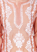 Women Handmade Lucknow Chikankari Chanderi Kurta.
