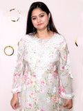 Muslin Hand Embroided Lucknow Chikankari Printed Straight Pink Kurta.