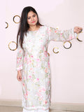 Muslin Hand Embroided Lucknow Chikankari Printed Straight Pink Kurta.